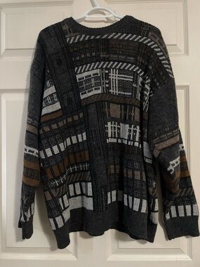 Men's Crewneck Sweater in Charcoal, Gray & Brown